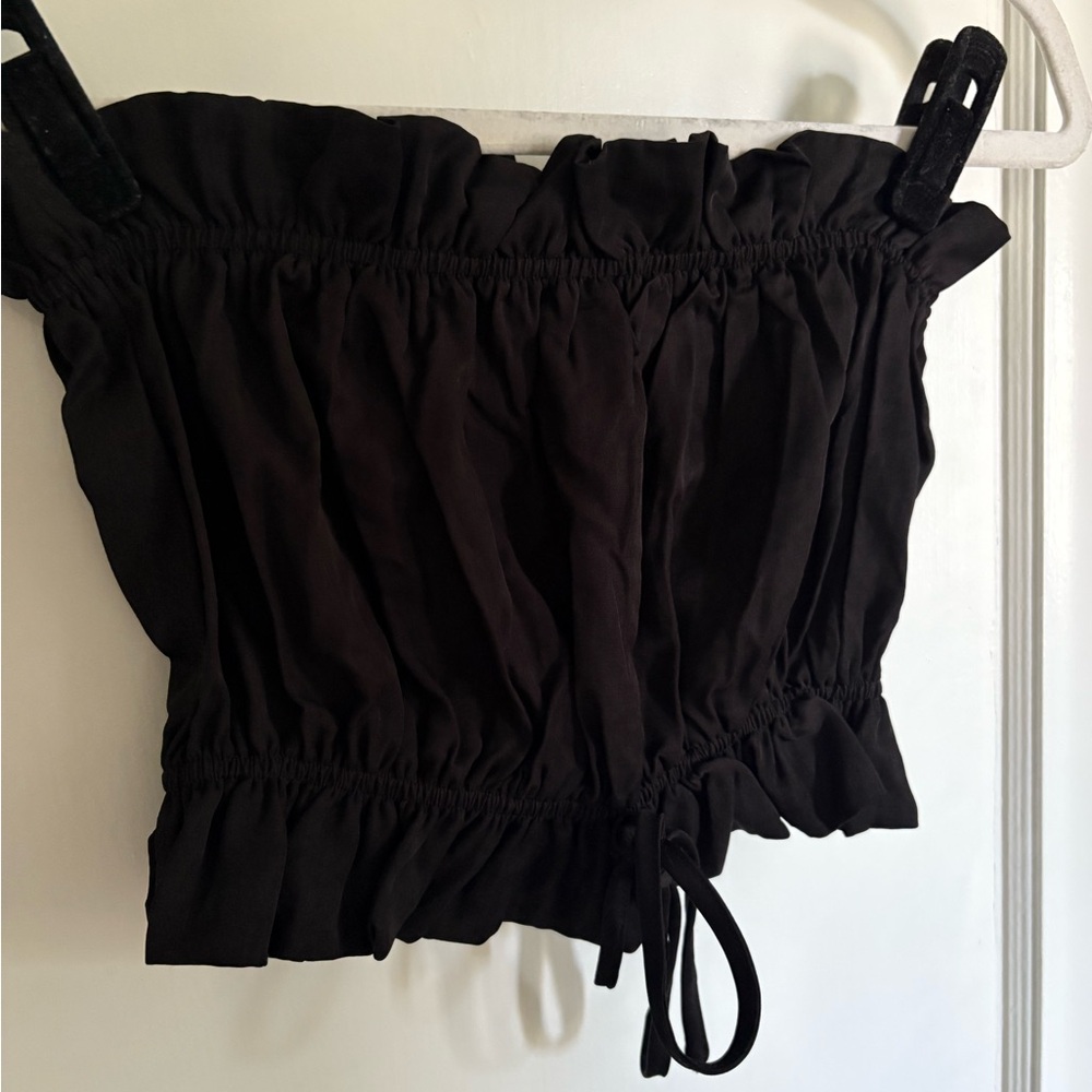 Glam Black Ruched Strapless Top